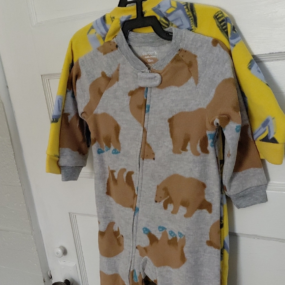 Cozy Brown and Yellow Kids Footie Pajamas - Picture 4 of 4